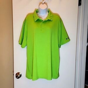 Under Armour Heat Gear Performance Polo, Loose Fit, Neon Green, Size XL